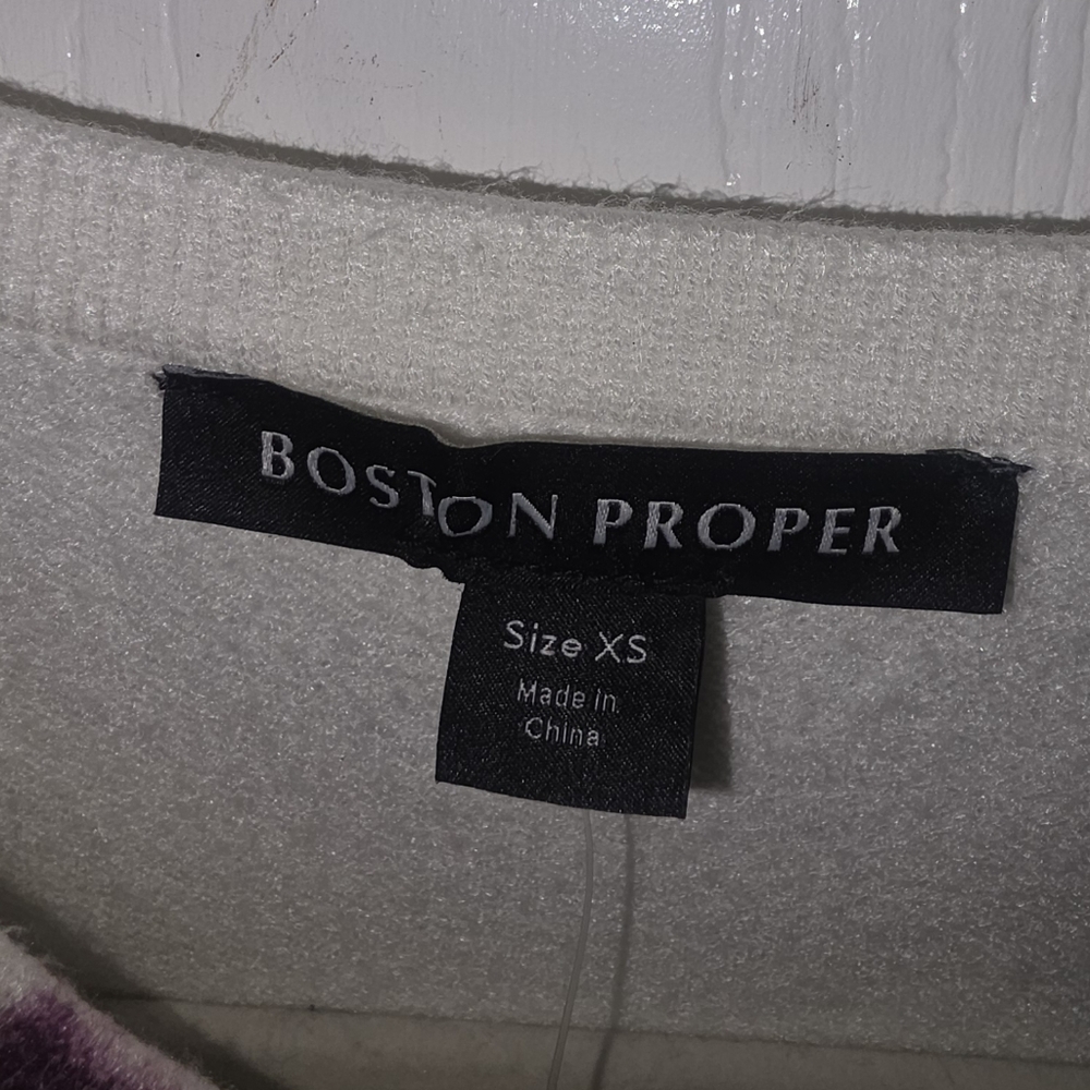 Boston Proper Floral Cardigan - White, Purple, Green, Blue, Yellow - Picture 9 of 10